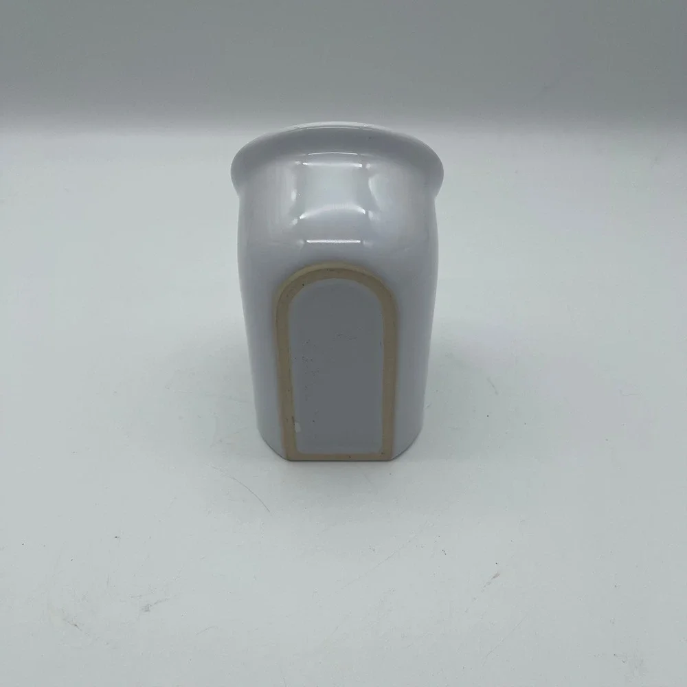Modern White Ceramic Angled Salt Cellar with Lime Green Silicone Lid Spice Jar